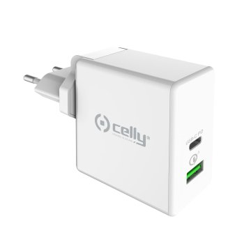 Celly TCUSBC45WWH Caricabatterie per dispositivi mobili Universale Bianco AC Ricarica rapida Interno
