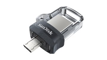 SanDisk Ultra Dual m3.0 unità flash USB 32 GB USB Type-A / Micro-USB 3.2 Gen 1 (3.1 Gen 1) Nero, Argento, Trasparente