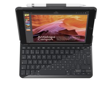 Logitech SLIM FOLIO with Integrated Bluetooth Keyboard for iPad (5th and 6th generation) Carbonio, Nero QWERTY Inglese britannico