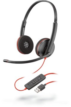 POLY Blackwire C3220 Auricolare Cablato A Padiglione Musica e Chiamate USB tipo A Nero, Rosso