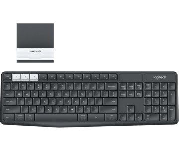 Logitech K375s Multi-Device Wireless Keyboard and Stand Combo tastiera Universale RF senza fili + Bluetooth QWERTY Italiano Grafite, Bianco