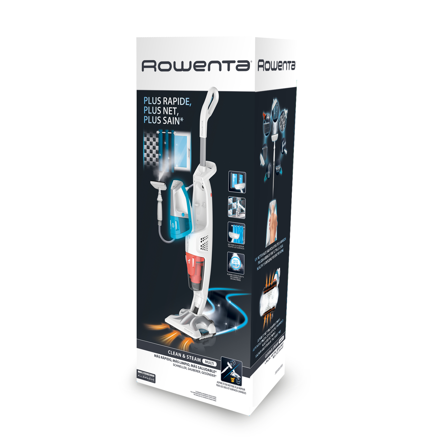 RY8534 - Rowenta RY8534 Clean \u0026 Steam Multi Scopa Lavapavimenti, Aspira e  Igienizza Contemporaneamente tutte le superfici, Elimina Germi e Batteri,  Serbatoio Portatile Amovibile, Senza Sacco, Bianca - Generatori di vapore -