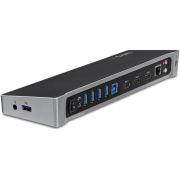 StarTech.com Docking station USB 3.0 a tre monitor - 1x HDMI - 2x DisplayPort - Dock portatile con Hub USB integrata a 5 porte e Gigabit Ethernet