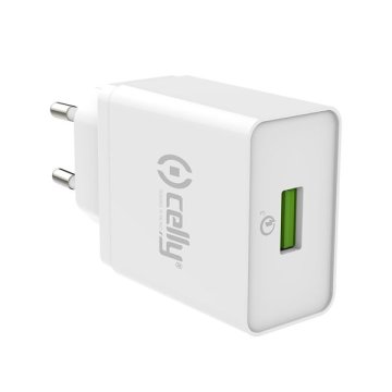 Celly TCUSBQC30WH Caricabatterie per dispositivi mobili Universale Bianco AC Ricarica rapida Interno