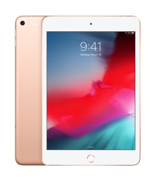 Apple iPad mini, Wi-Fi + Cellular, 7.9", 2048 x 1536, A12 + M12, 64GB, 802.11a/b/g/n/ac, Bluetooth 5.0, Nano‑SIM, Touch ID, 8MP + 7MP, iOS 12
