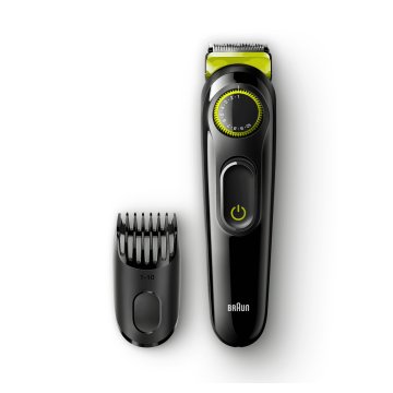 Braun Regolabarba BT3021, Rasoio Barba Elettrico E Tagliacapelli – Nero/Verde Elettrico