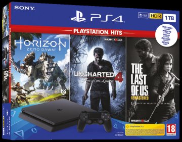 Sony PS4 1TB + Horizon Zero Dawn + The Last of Us + Uncharted 4 Wi-Fi Nero