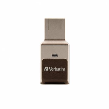 Verbatim FingerPrint Secure - Memoria USB 3.0 con lettore di impronte digitali e crittografia dei dati - 32 GB - Marrone/Argento