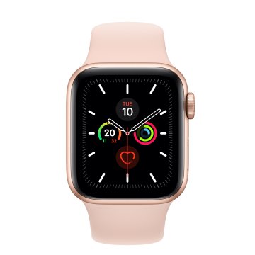Apple Watch Series 5 GPS, 40mm in alluminio oro con cinturino Sport Rosa sabbia