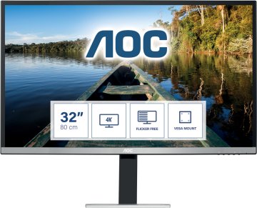 AOC 77 Series U3277FWQ Monitor PC 81,3 cm (32") 3840 x 2160 Pixel 4K Ultra HD LED Nero, Argento