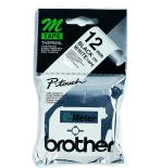 Brother Labelling Tape - 12mm, Nero/Bianco, Blister nastro per etichettatrice M
