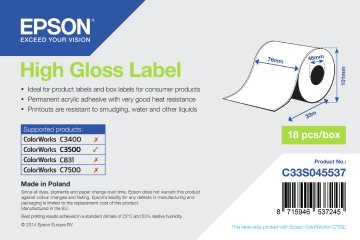 Epson High Gloss Label - Continuous Roll: 76mm x 33m