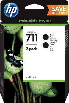 HP Confezione da 2 cartucce di inchiostro nero DesignJet 711, 80 ml