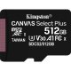Kingston Technology Scheda micSDXC Canvas Select Plus 100R A1 C10 da 512GB + adattatore 4