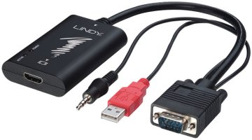 Lindy 38188 cavo e adattatore video HDMI VGA (D-Sub) + 3.5mm + USB Type-A Nero