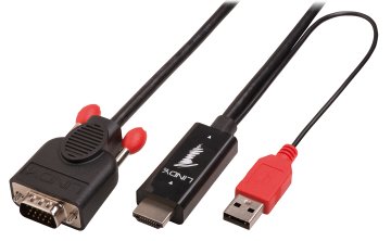 Lindy 41455 cavo e adattatore video 1 m HDMI + USB VGA (D-Sub) Nero