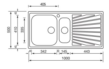 CM cometa 100 x 50 2V Lavello ad incasso Rettangolare Stainless steel