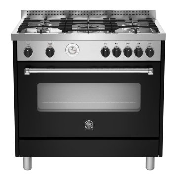 Bertazzoni La Germania Americana AMN905GEVSNET cucina Elettrico Gas Nero, Stainless steel A+