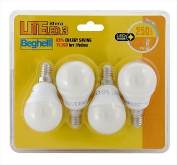 Beghelli 56944BL Lampadina a risparmio energetico Luce diurna 3000 K 3,5 W E14