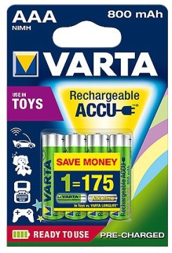 Varta 4x AAA 800mAh Batteria ricaricabile Mini Stilo AAA Nichel-Metallo Idruro (NiMH)