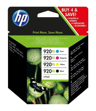 HP 920XL 4-pack High Yield Nero/Cyan/Magenta/Yellow Original Ink Cartridges cartuccia d'inchiostro 4 pz Originale Resa elevata (XL) Nero, Ciano, Magenta, Giallo