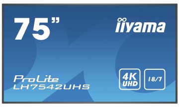 iiyama LH7542UHS-B1 visualizzatore di messaggi Pannello piatto per segnaletica digitale 189,2 cm (74.5") LED 500 cd/m² 4K Ultra HD Nero Processore integrato Android 8.0