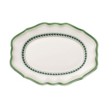 Villeroy & Boch French Garden Green Line Piatto da portata Ovale Porcellana Verde, Bianco 1 pz