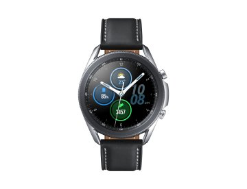 Samsung Galaxy Watch3 Smartwatch Bluetooth, cassa 45mm acciaio, cinturino pelle, Saturimetro, Rilevamento cadute, Monitoraggio sport, 53,8g, Batteria 340 mAh, IP68, Mystic Argento