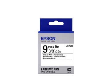 Epson Nastro fondo Standard Bianco per testo Nero 9/9 LK-3WBN