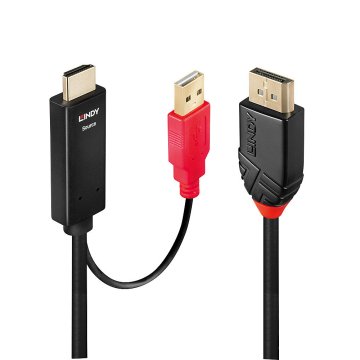 Lindy 41427 cavo e adattatore video 3 m HDMI + USB Type-A DisplayPort Nero, Rosso