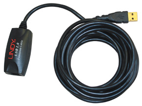 Lindy 5m USB Extension Cable, USB 2.0 cavo USB Nero