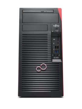 Fujitsu CELSIUS W580 Intel Xeon E E-2244G 16 GB DDR4-SDRAM 512 GB SSD NVIDIA Quadro P2200 Windows 10 Pro Micro Tower Stazione di lavoro Nero, Rosso