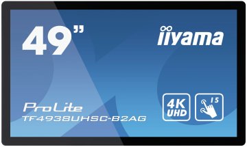 iiyama TF4938UHSC-B2AG visualizzatore di messaggi Pannello piatto interattivo 123,2 cm (48.5") IPS 420 cd/m² 4K Ultra HD Nero Touch screen 24/7