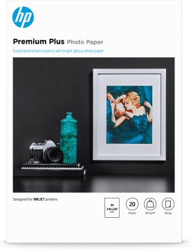 HP Confezione da 20 fogli carta fotografica Premium Plus, lucida A4/210 x 297 mm