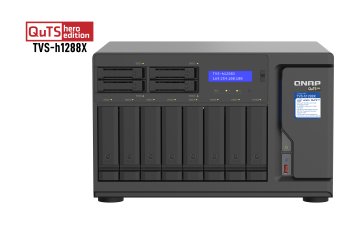 QNAP TVS-h1288X NAS Tower Intel® Xeon® W-1250 16 GB DDR4 0 TB QuTS hero Nero