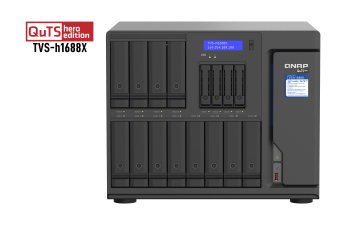 QNAP TVS-h1688X NAS Tower Intel® Xeon® W-1250 32 GB DDR4 0 TB QuTS hero Nero