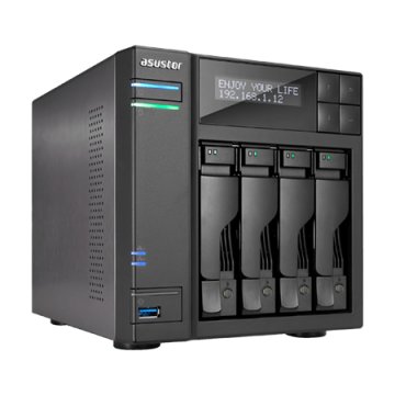 Asustor AS6404T NAS Mini Tower Intel® Celeron® J3455 8 GB DDR3L 0 TB ADM Nero