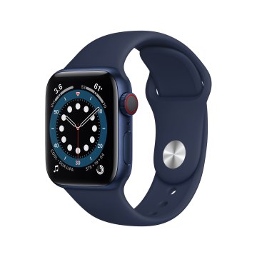 Apple Watch Serie 6 GPS + Cellular, 40mm in alluminio azzurro con cinturino Sport Deep navy