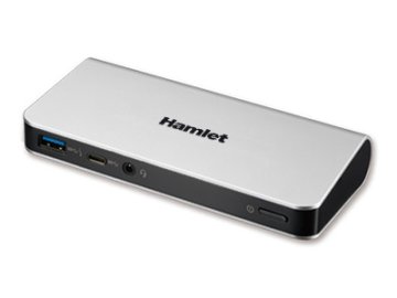 Hamlet Docking Station collega due display HDMI e DP con 4 porte usb 3.0, LAN e audio