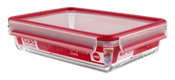 EMSA CLIP & CLOSE Glas Rettangolare Scatola 2 L Rosso, Trasparente 1 pz