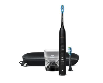 Philips DiamondClean 9000 Sonicare Spazzolino Elettrico Sonico Nero con App, con custodia da viaggio HX9913/18