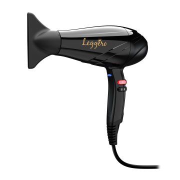 GA.MA Phon Leggero Gama, Made in Italy, Ultraleggero, Ergonomico, 2400W, Motore AC a Lunga Durata, 6 COmbinazioni di Temperatura e Velocità, Pulsante Aria Fredda, Include una Bocchetta 9mm, cavo lungo