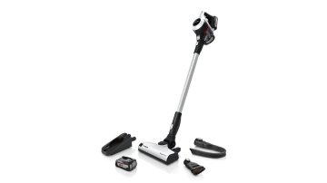 Bosch Serie 6 BCS61BAT2 scopa elettrica Aspirapolvere a bastone 2 in 1 Batteria Secco Senza sacchetto Nero, Bianco 2,5 Ah