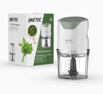 Imetec Tritacompact tritatutto, Lame in acciaio inox, Capienza contenitore 400 ml, Funzionamento a pressione, Compatto, 350 w