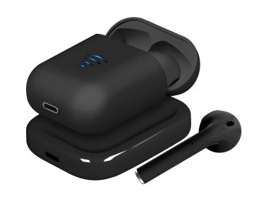 Area Stone C100+ - Auricolari a capsula con custodia di ricarica + Base di ricarica wireless, Nero