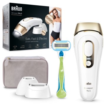 Braun Silk-expert Pro Silk expert Pro 5 PL5223, Epilatore Luce Pulsata IPL, Sistema di Epilazione Permanente dei Peli Visibili Uomo E Donna, Bianco/Oro