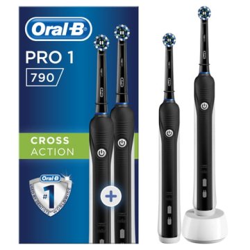 Oral-B PRO Spazzolino Elettrico Ricaricabile 1 - 790 Nero Edition. Confezione Doppia Con 2 Spazzolini Neri + 2 Testine