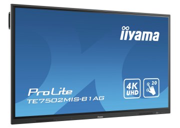 iiyama TE7502MIS-B1AG visualizzatore di messaggi Pannello piatto interattivo 190,5 cm (75") VA Wi-Fi 350 cd/m² 4K Ultra HD Nero Touch screen Processore integrato Android 9.0