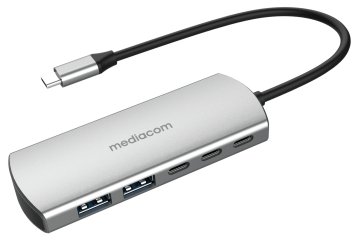 Mediacom MD-C324 hub di interfaccia USB 2.0 Type-C 5000 Mbit/s Alluminio
