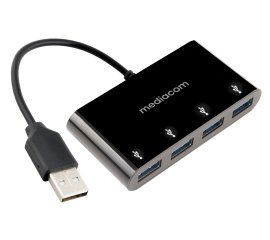Mediacom MD-U101 hub di interfaccia USB 3.2 Gen 1 (3.1 Gen 1) Type-A Nero